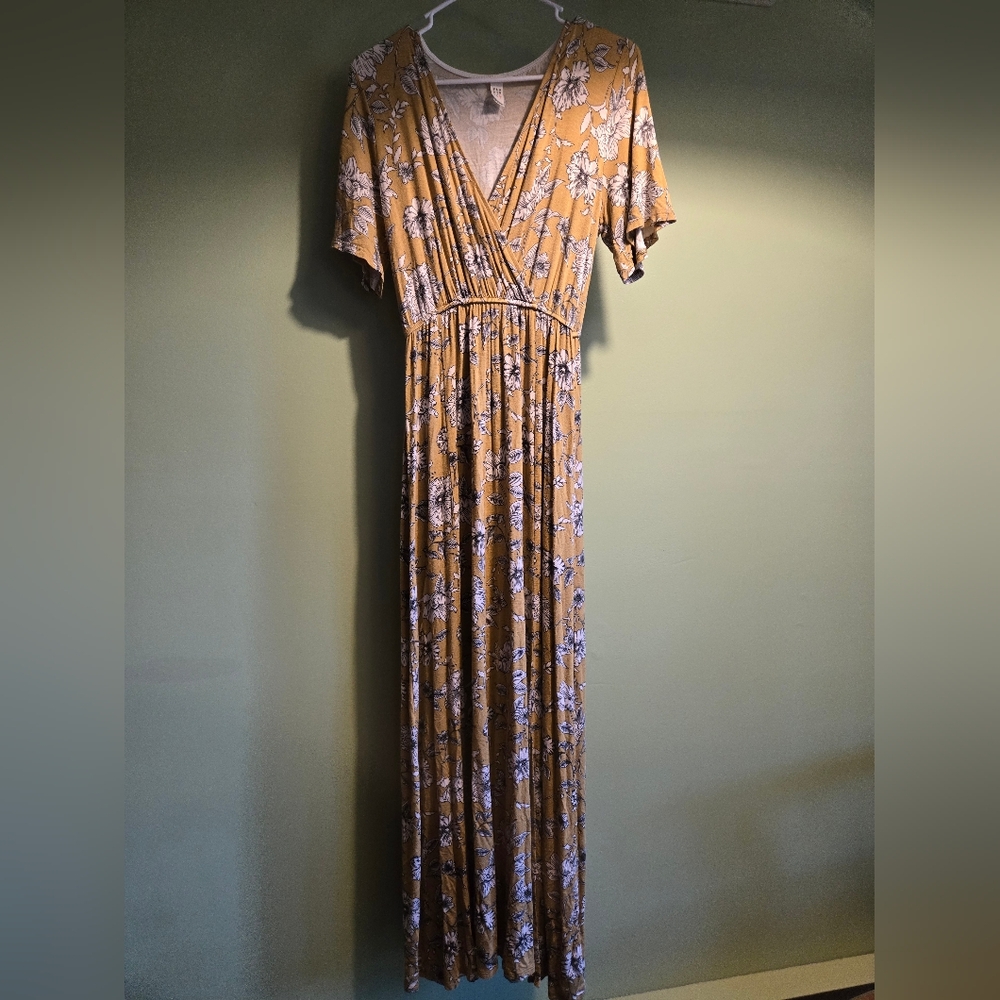 Flamingo Urban Women's Medium Maxi Dress Medium Yellow Floral
